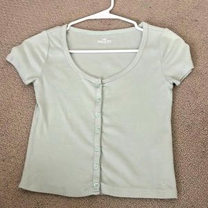 Mint Hollister button down crop top